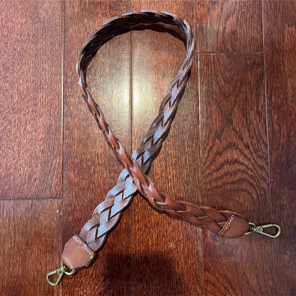 Madewell Brown/Tan Braided Bag Strap w/ Gold Hardware